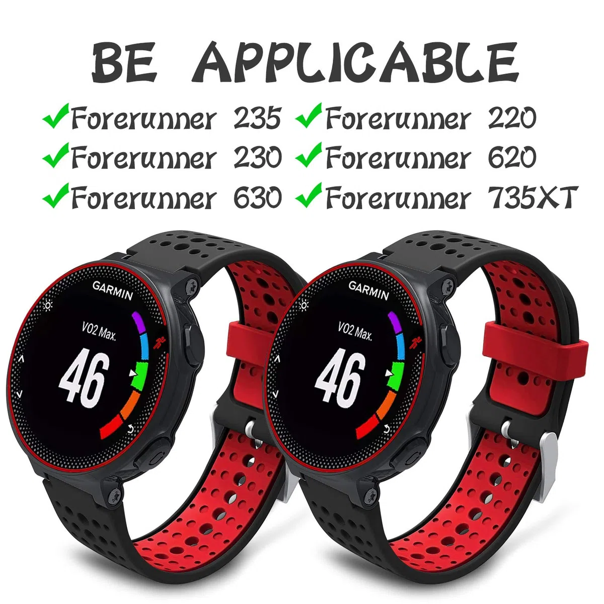 Correa para Garmin Forerunner 235 - Compatible con Forerunner 735XT Correa de Reloj, Pulsera de Reemplazo Silicona Suave Sports Banda para Forerunner 220, 230, 620, 630 y 735XT Smart Watch