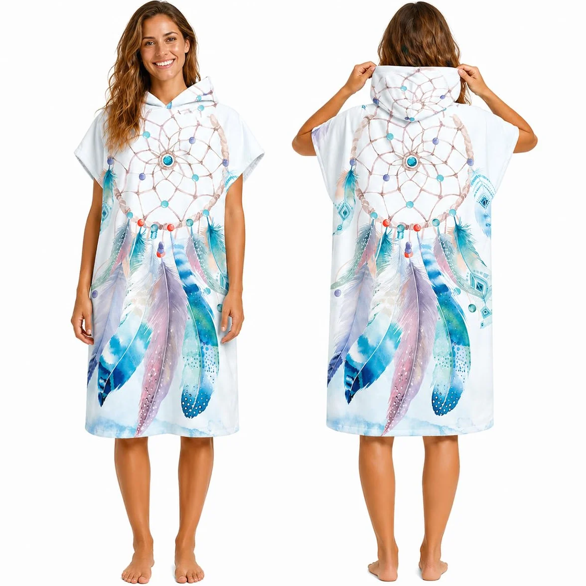 Odot Poncho Toalla con Capucha Adulto Natación Playa Surf Albornoz para Cambiarse de Ropa Toalla de Microfibra Albornoces Nadar Playa Baño Verano