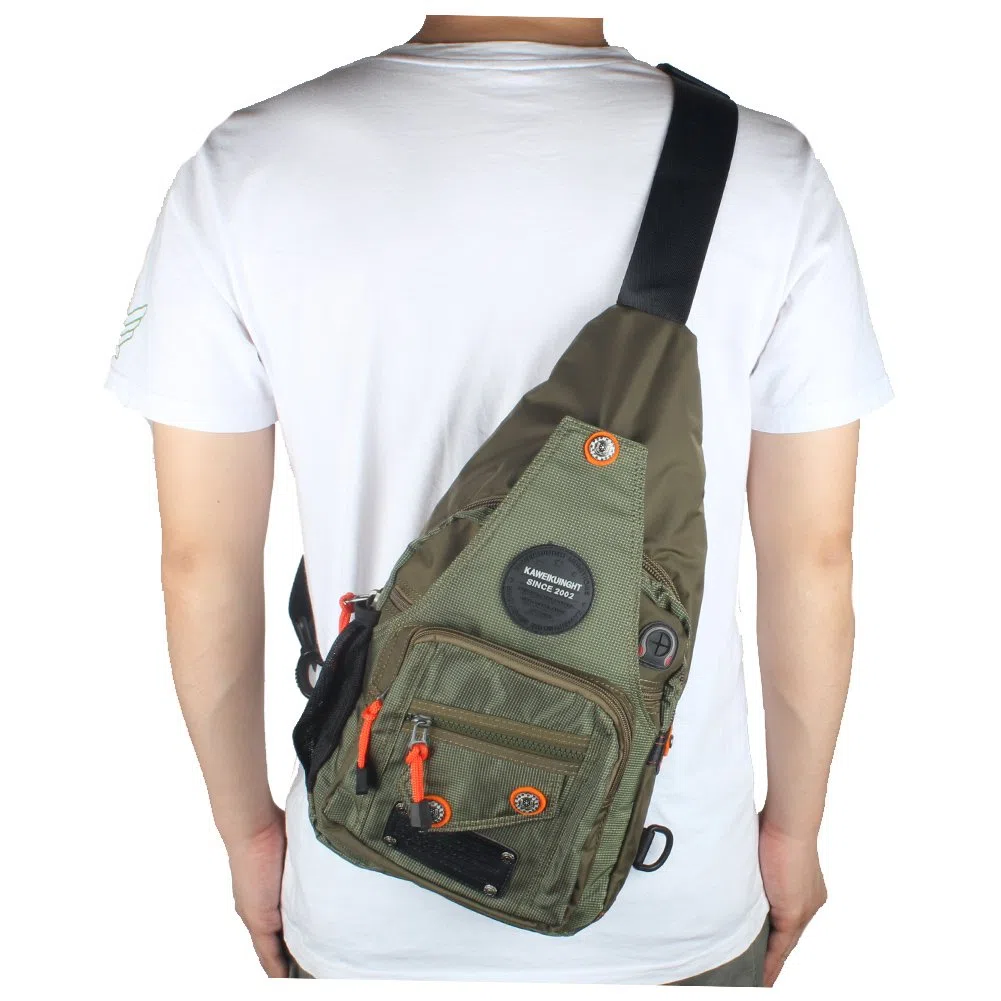 Mochila bandolera de nailon (C-verde)