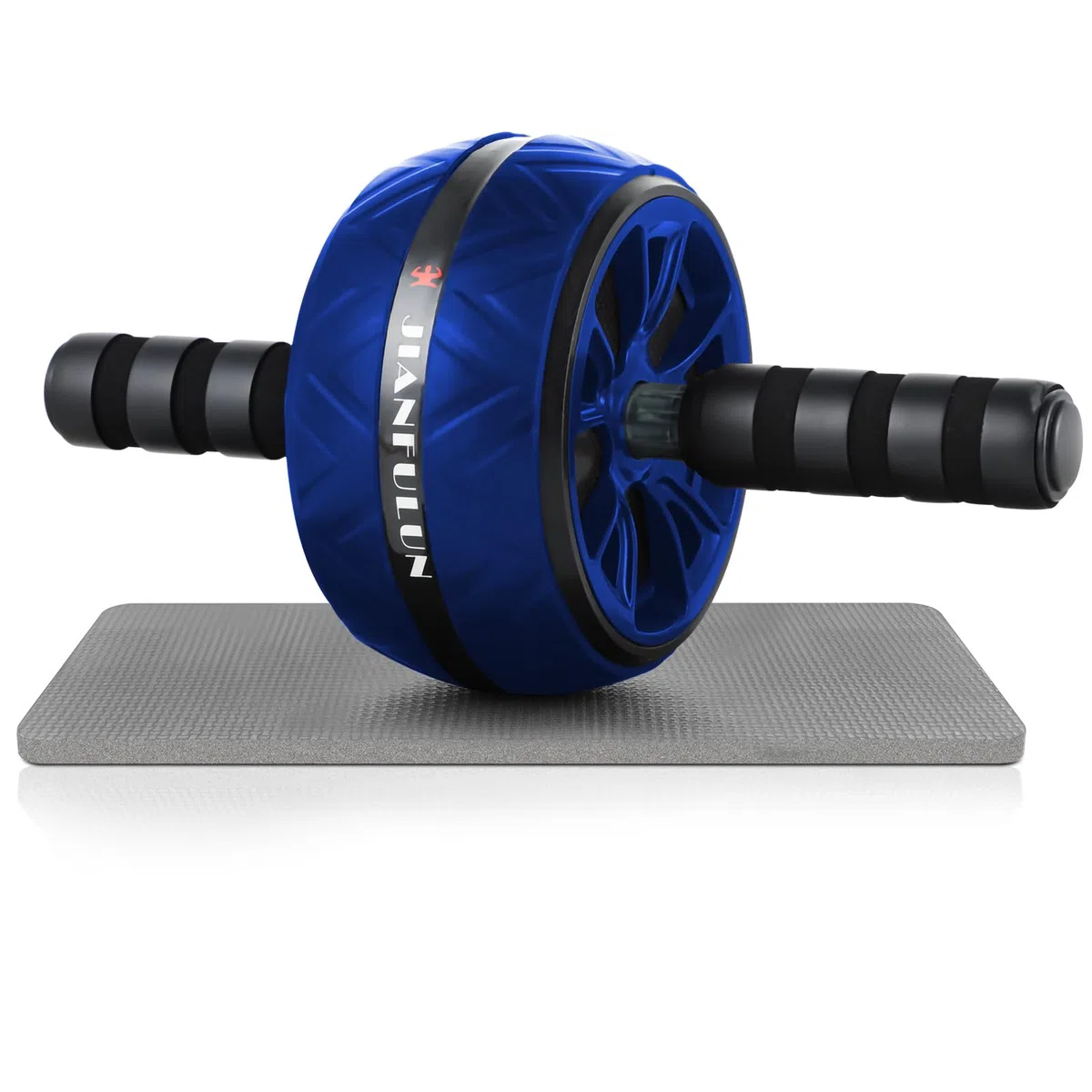 rueda abdominal - Abdominal Ab Wheel - Abdominales Roller con Rodilla Mat - Entrenamiento Muscular Fitness Ejercicio en Casa (Negro y azul)