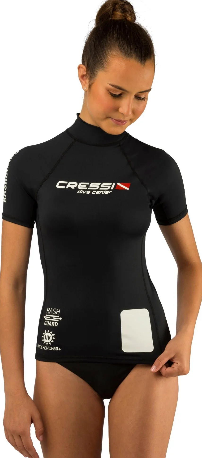 Cressi Rash Guard Lady Black Dive Center Camiseta Manga Corta en Tejido elástico Filtro de protección UV UPF 50+ Mujer (Pack de 1)