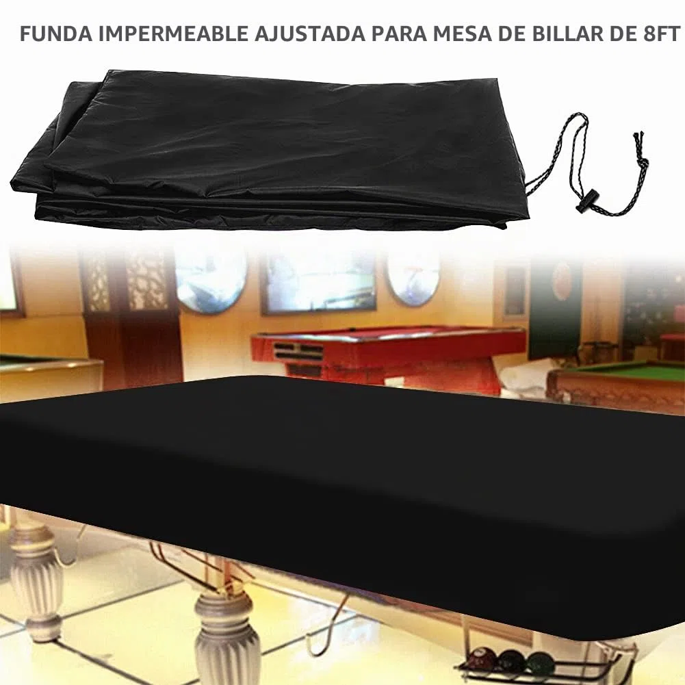 TGUS Lona para mesa de billar de billar, cubierta de piscina, cubierta de mesa de billar con cordón, cubierta impermeable Oxford (negro, tamaño: 245 x 140 x 20 cm)
