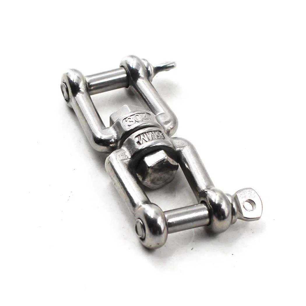 Flomore Conectores de cadena de anclaje de barco de acero inoxidable 304 con doble grillete giratorio M5 (paquete de 6)