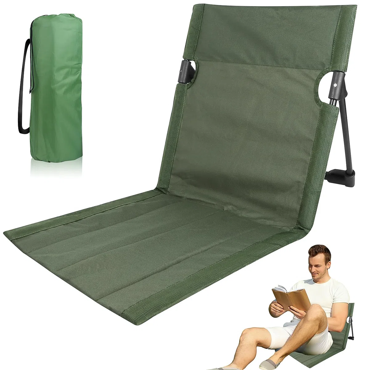 Silla Plegable Camping Esterilla Playa con Respaldo Sillas De Camping Plegable Tumbona Playa Plegable Ligera Respaldo Playas para Pesca Barbacoas Senderismo Playas Jardín