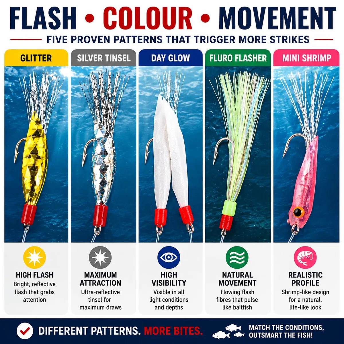 BZS Ganchos mixtos de plumas de caballa para pesca en el mar, paquete de selección con señuelos, accesorios de aparejos de cebo para todas las especies de verano