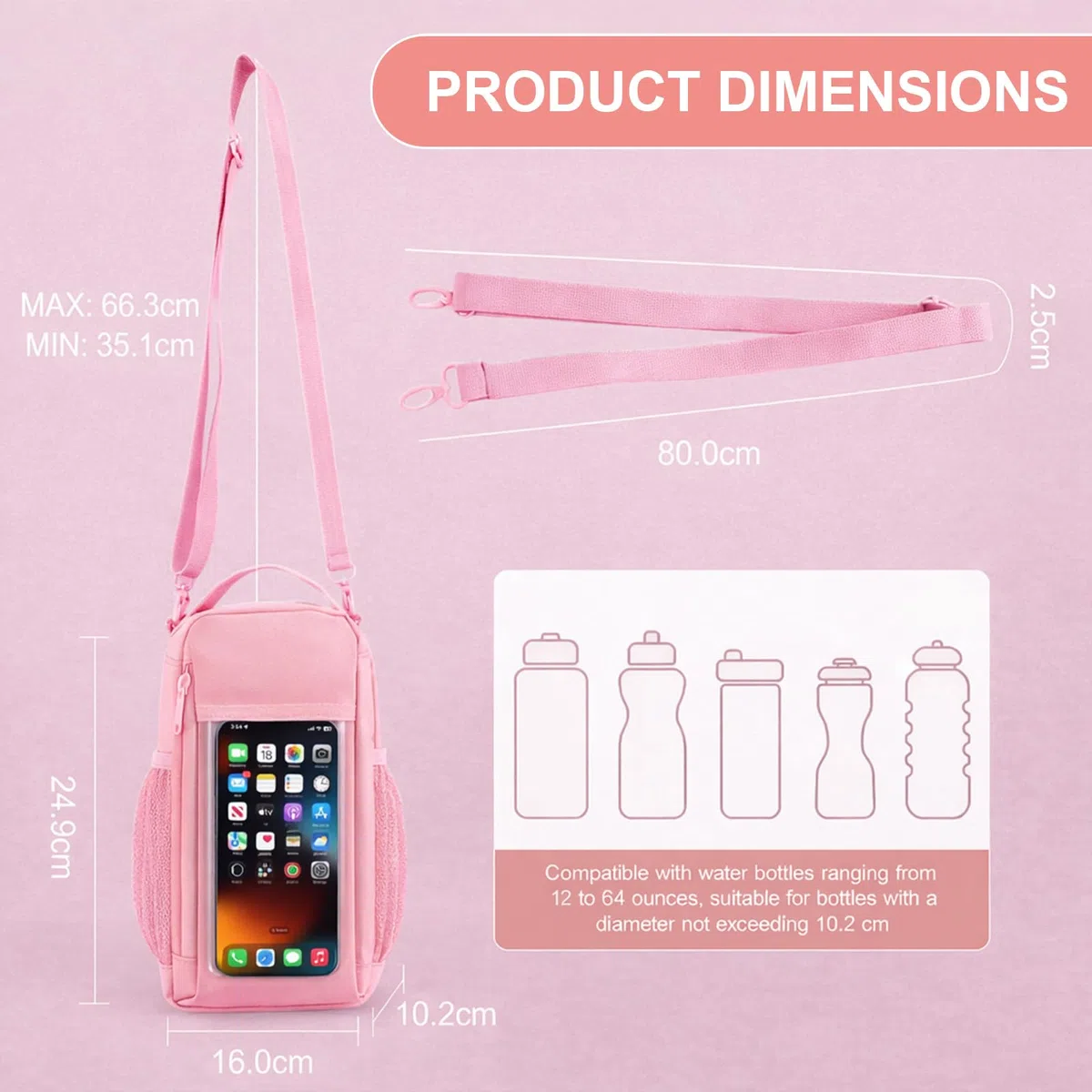 Bolsa De Gimnasia Magnética Con Ventana Transparente Para Teléfono Fuerte Soporte Magnético Para Botella De Agua Bolsa De Entrenamiento Manos Libres Fijación S
