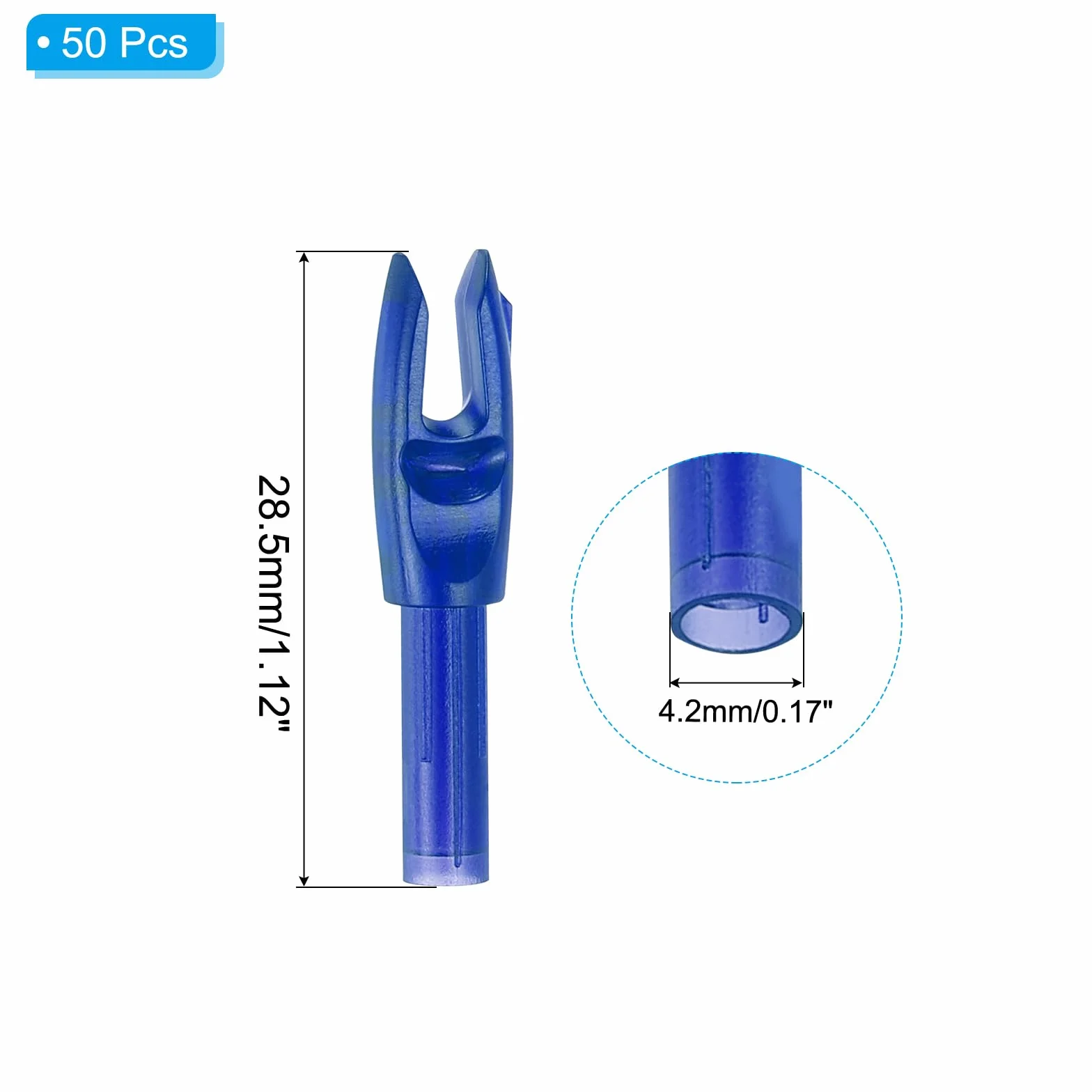 PATIKIL Flechas de Tiro con Arco Nocks 4.2mm 0.165", Paquete de 50 Unidades de Nocks de Flecha Transparentes para Flechas de Caza Arco Compuesto Arco Recurvo, Azul