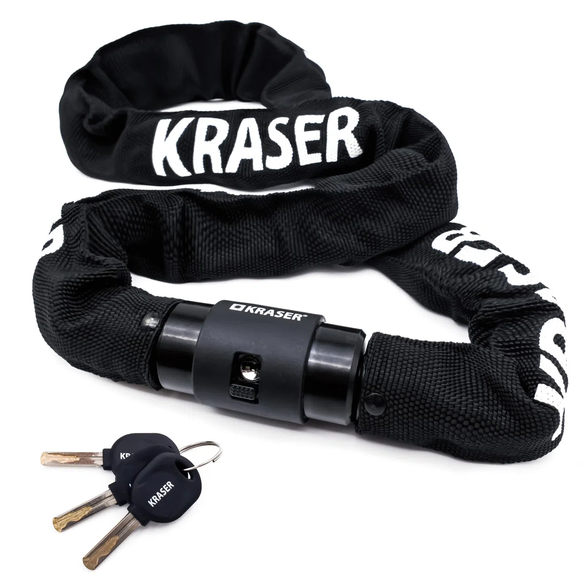 KRASER KR620 Candado Bicicleta Cadena Antirrobo de Acero ø6mm, Cerradura Seguridad, Tapa Giratoria, Cadena Ligera Candado Antirobo Motocicleta, Bloqueo Rueda Universal Moto, Scooter, Bicicleta, 100cm