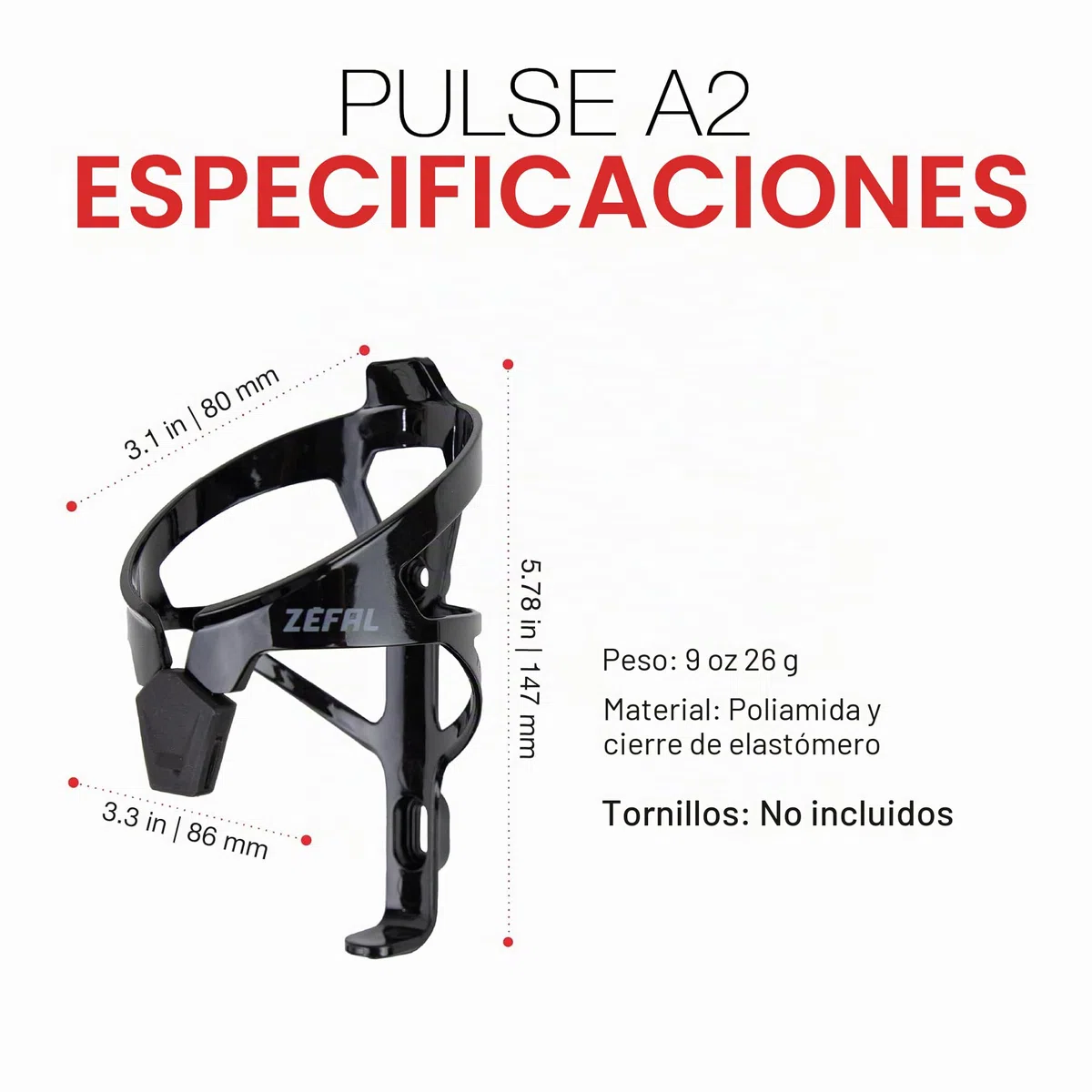 ZEFAL Pack Pulse A2 – Pack de Dos Portabidones Bicicleta Ligeros – Portabotellas MTB y Bicicleta de Carretera - Resistente y Duradero, 26 g Cada Portabidon Bicicleta - Negro