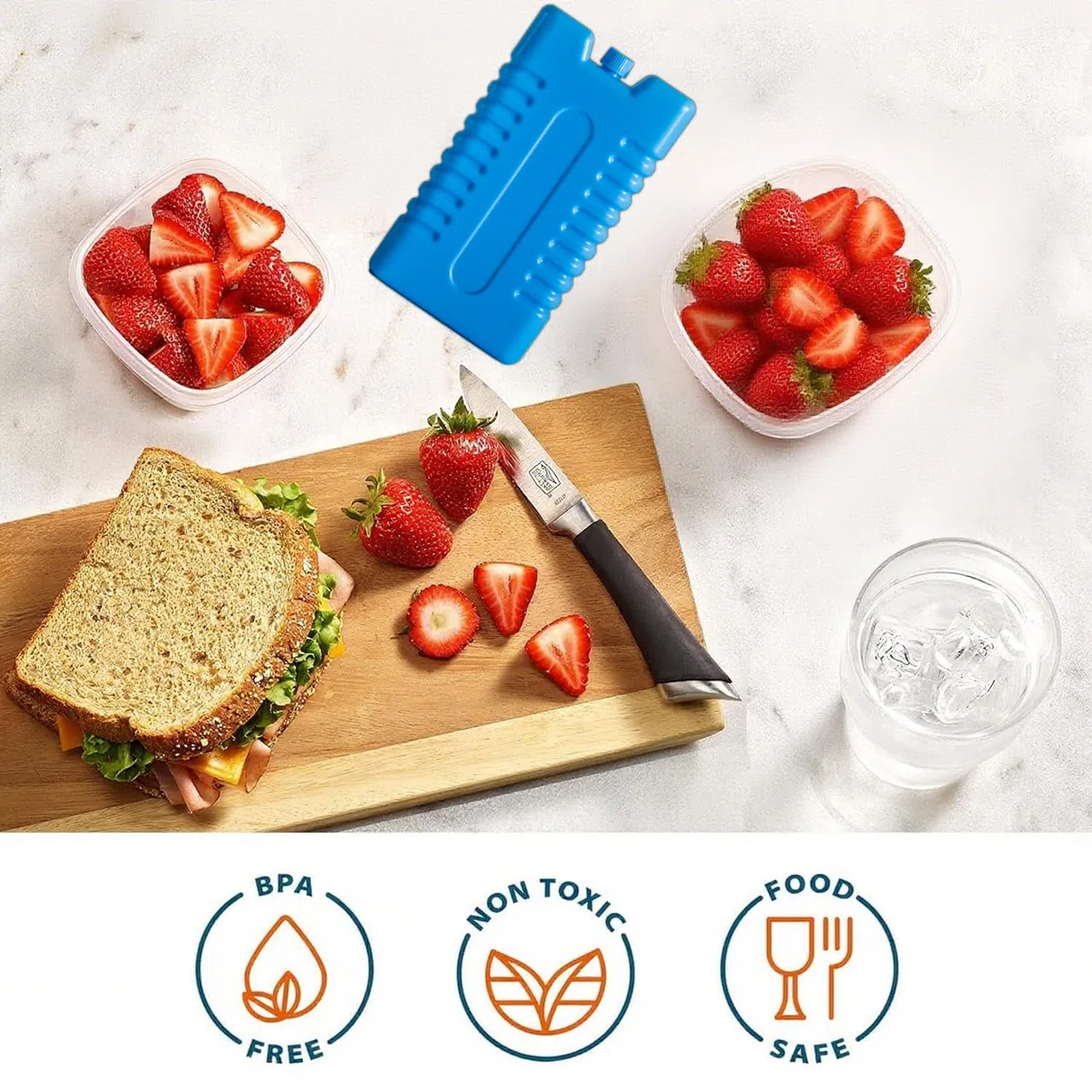 Paquete de 4/6/12 unidades de 200 ml, elemento de refrigeración ultrafino reutilizable, adecuado para actividades al aire libre para llevar y mantener los alimentos frescos