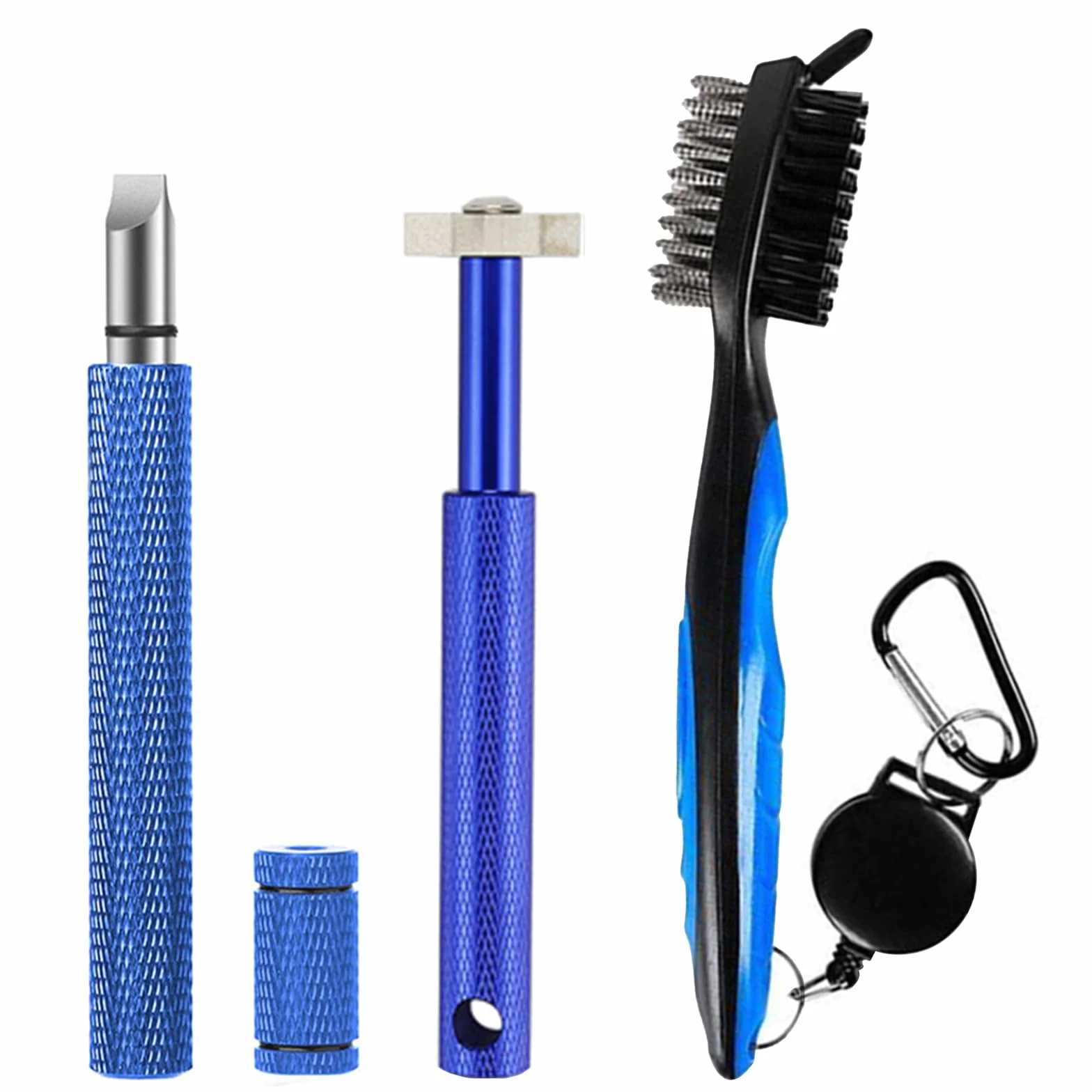 3 Piezas Herramientas de Limpieza de Golf Cepillo para Palos de Golf con Mosquetón Retráctil Afilador de Ranura para Golf Limpiador de Cepillos de Palos para Palos de Golf Fácil de Usar