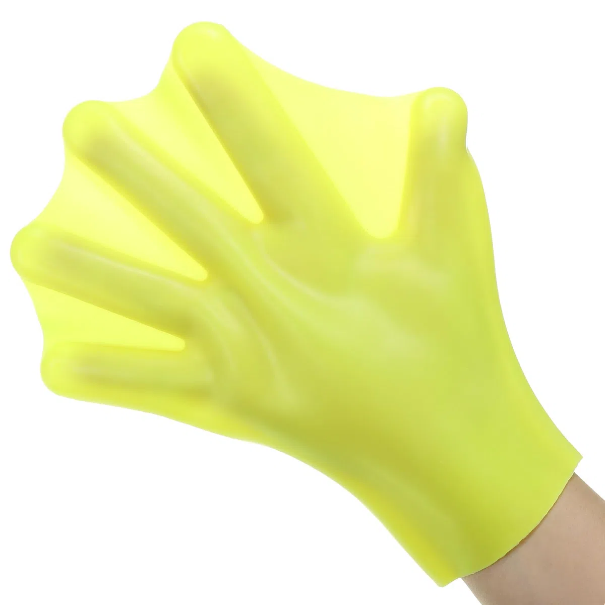 PATIKIL Guantes de Natación de Silicona 1 Par de Guantes de Natación con Dedos Completos y Palma En Forma de Red para Entrenamiento Acuático Impermeable para Adultos Amarillo