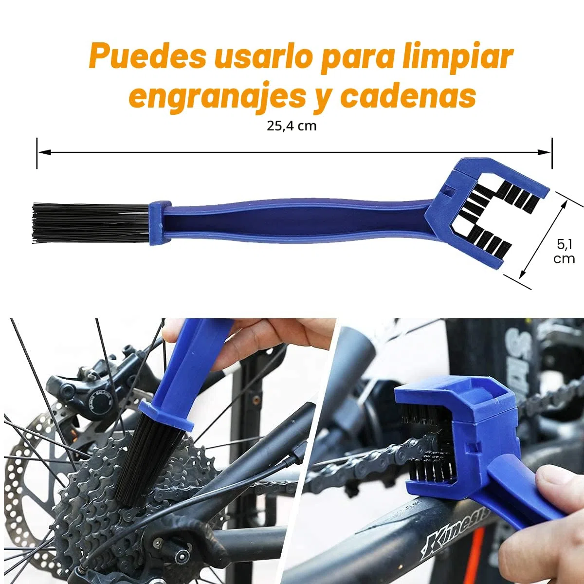 Kit de herramientas de limpieza, incluye depurador de cadena de bicicleta, 10 piezas