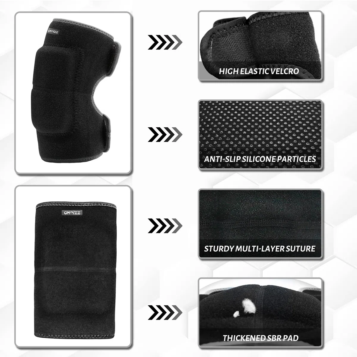 ONTYZZ Rodilleras para niños y niñas, ajustables, suaves, con almohadilla SBR gruesa para descenso, ciclismo, danza, voleibol, gateo, deporte, rodilleras, color negro/M
