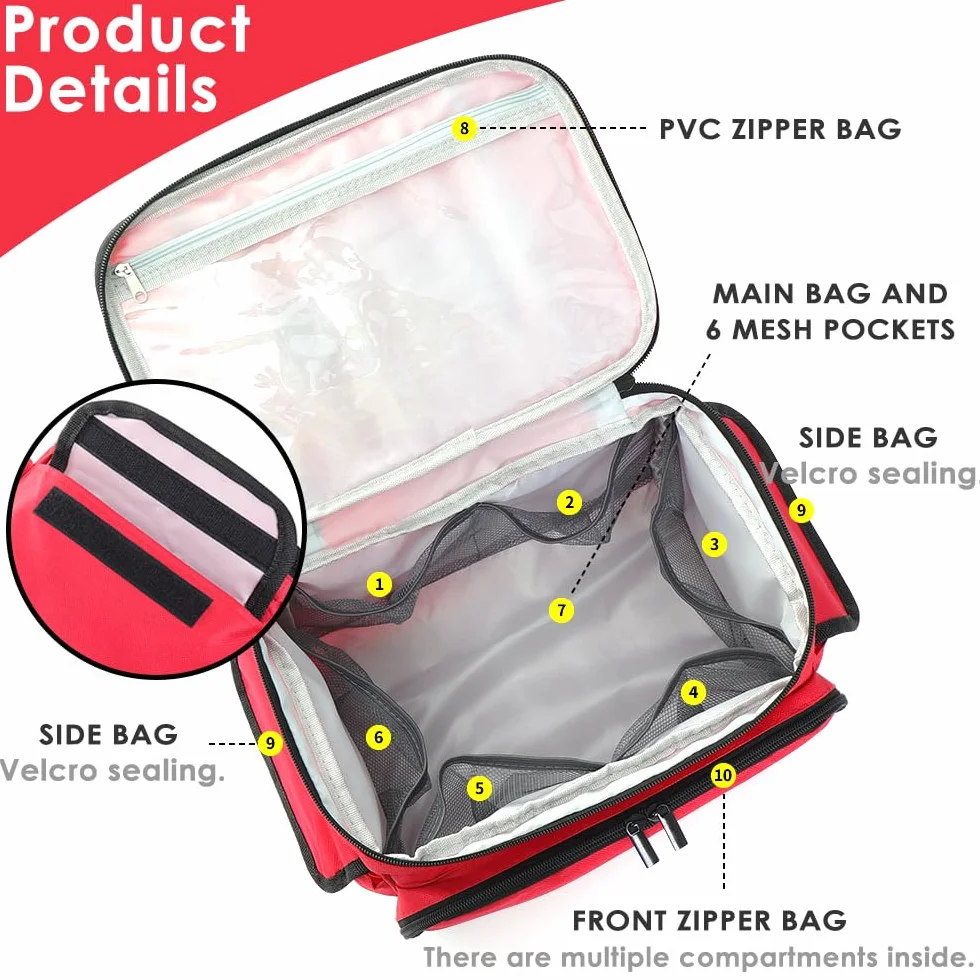 Botiquín de Primeros Auxilios, Portátil Bolsa Médica Vacio Gran Capacidad Bolsa Botiquin Médico Vacío con Correa, Impermeable Botiquin Viaje para Hogar,Viajes