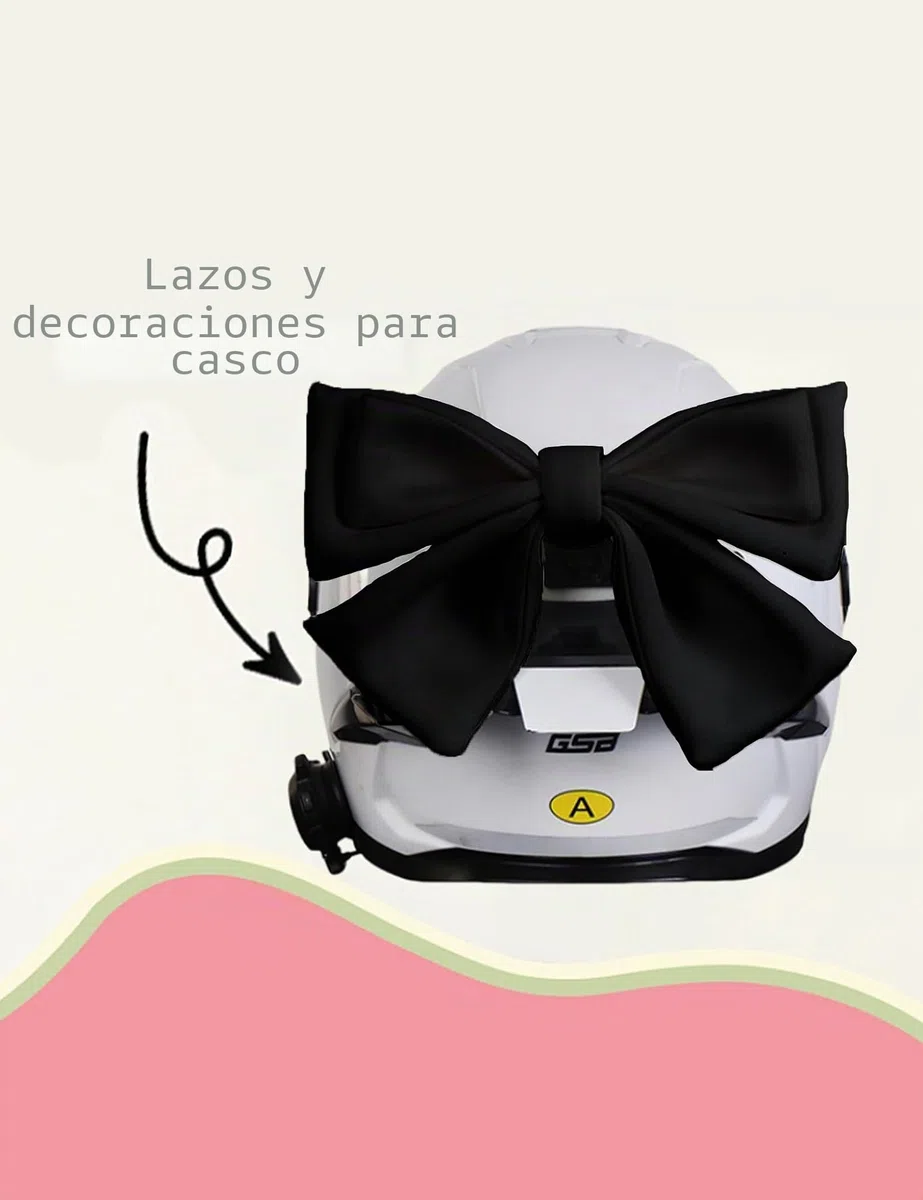 Funda para Casco de Motocicleta para Mujeres, Decoración con Lazo de Tela Dulce, Negro