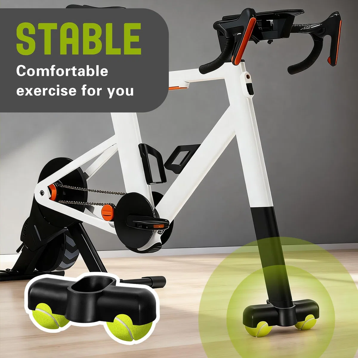 Adaptadores de Pies de Ciclismo para Interiores, Adaptadores de Patas Basculantes para Ciclismo de Interior,1Adaptadores con 2 Pelotas de Tenis,Aplicable a Accesorios para Zwift ride Soporte delantero