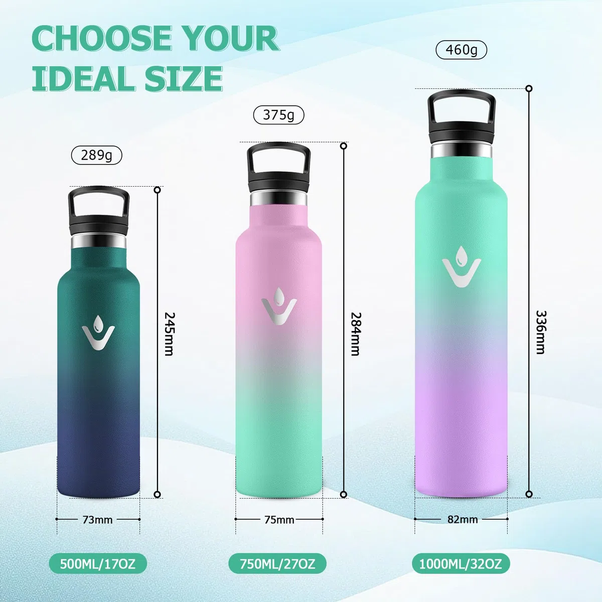 Botella Agua Acero Inoxidable 750ml, Cantimplora Termo con Pajita y Filtro, sin BPA, Reutilizable, Fácil de llevar, Termo a Prueba de Fugas, Cantimplora para Adultos, Oficina, Escuela, Bicicleta