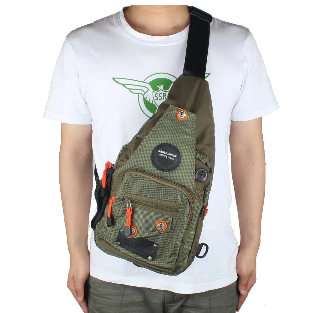 Mochila bandolera de nailon (C-verde)