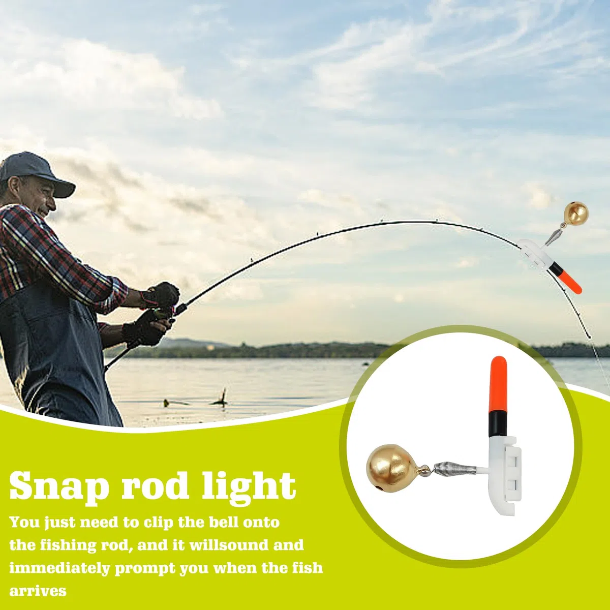 Nizirioo 6 campanas de alarma de pesca: alarmas de pesca con luces de pesca, alarmas de flotación, indicador de picada LED, punta de caña con hebilla, accesorio de pesca nocturno, alarma de picada