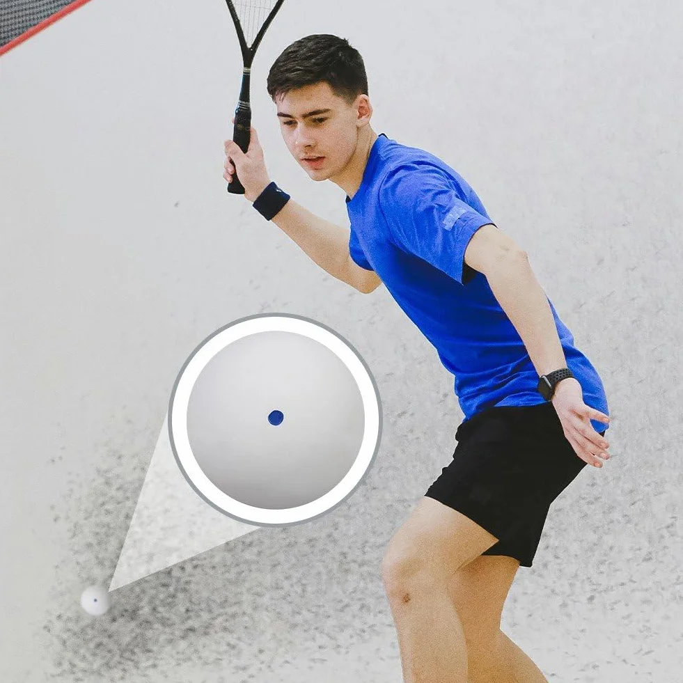 Pelotas De Squash, 3 Piezas De Goma Profesional para Raqueta De Squash, con Un Punto Rojo, Azul Y Amarillo, Pelota De Alta Velocidad para Principiantes.