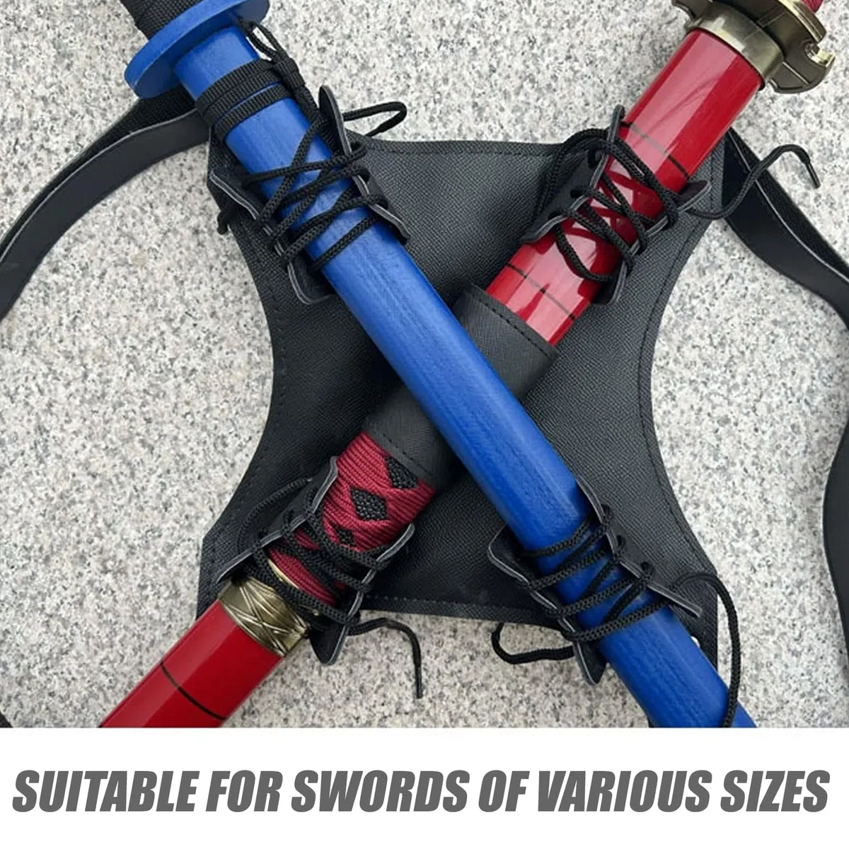 Katana - Soporte para espada, mochila para 2 Katana para un uso cómodo, perfecto cosplay y entusiastas del samurai, accesorio para recreaciones, accesorio de alta calidad para fans de samurai