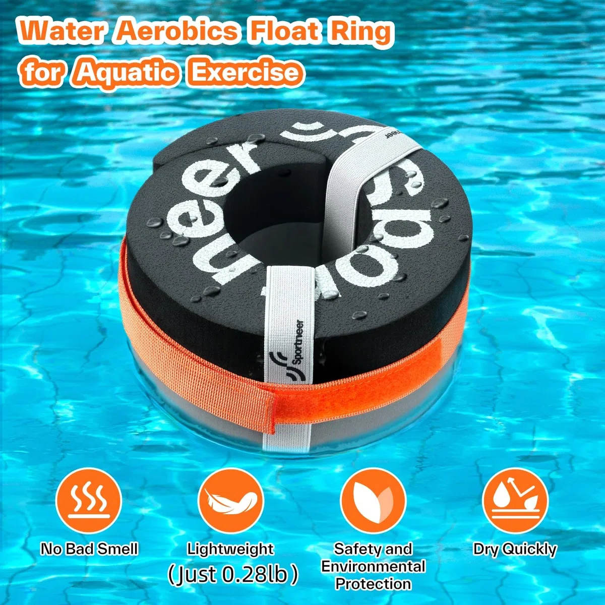Sportneer - Equipo de puños acuáticos de Espuma: Anillo Flotante para aeróbicos acuáticos para Piscina, Ejercicio, Fitness, Entrenamiento, Pesas, Tobillos, Cinturones de Brazo con Velcro Desmontable