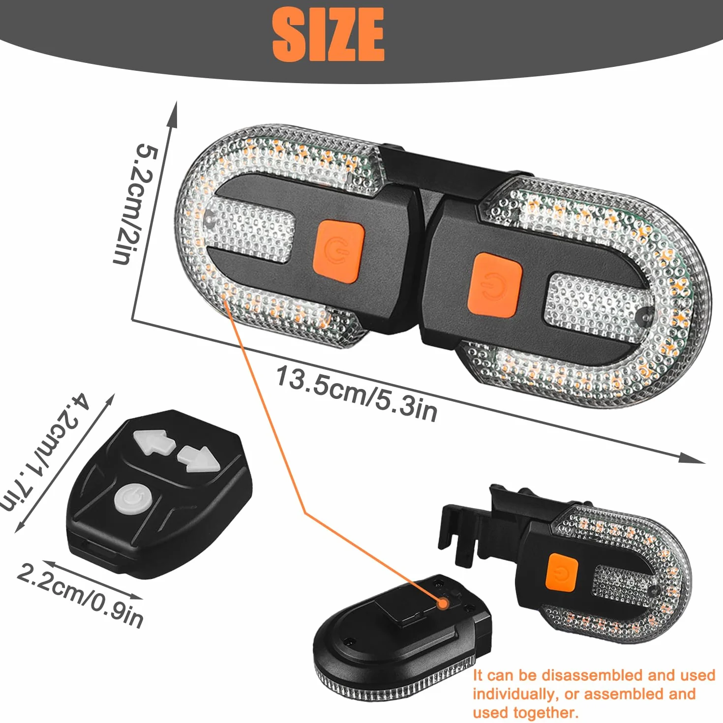 Luz LED de Control Remoto Señal de Giro, Luz Trasera para Bicicleta con señal de Giro, Luz Trasera LED de Bici-cleta Recargable por USB, Lu-z Tra-Sera de Bicicleta con Intermitentes, Impermeable