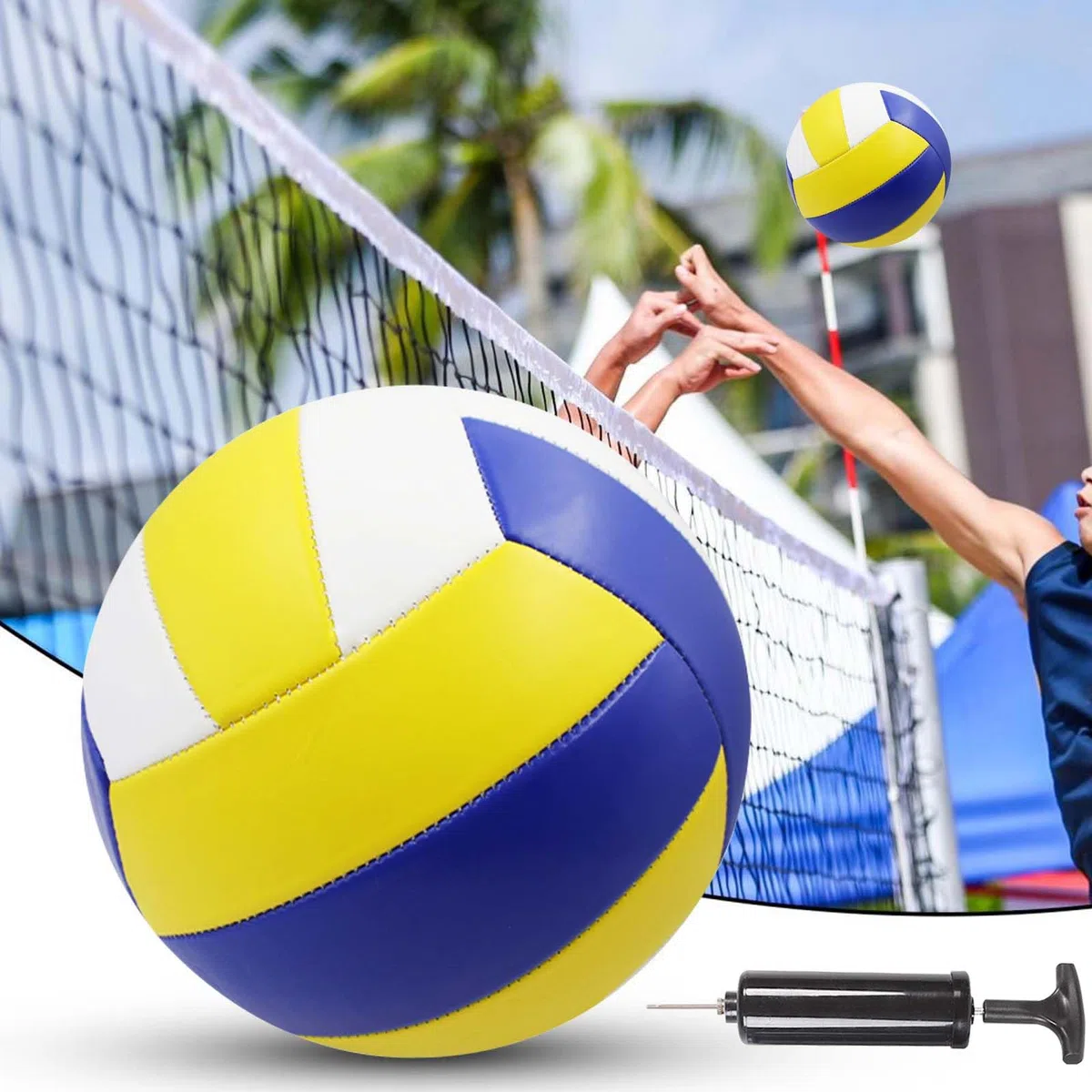 Pelota de voleibol oficial tamaño 5, pelotas de voleibol de playa para interiores y exteriores, PVC suave con bomba, pelota de playa con tacto suave para playa, jardín y baño