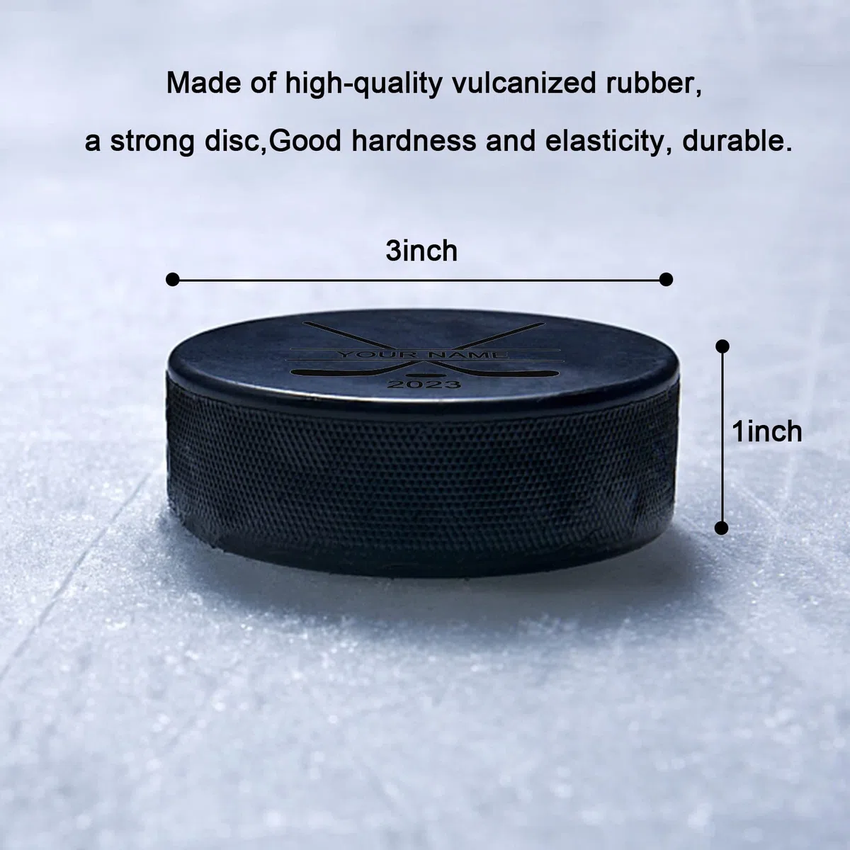 Disco de hockey personalizado con nombre grabado