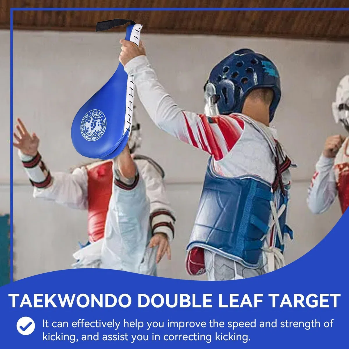 HERCHR Almohadilla de Kickboxing Striking Pads, 38x19x5cm Taekwondo Double Kick Strike Pad Target Karate Kickboxing Equipo de Entrenamiento para Niños Jóvenes Adultos (Azul)
