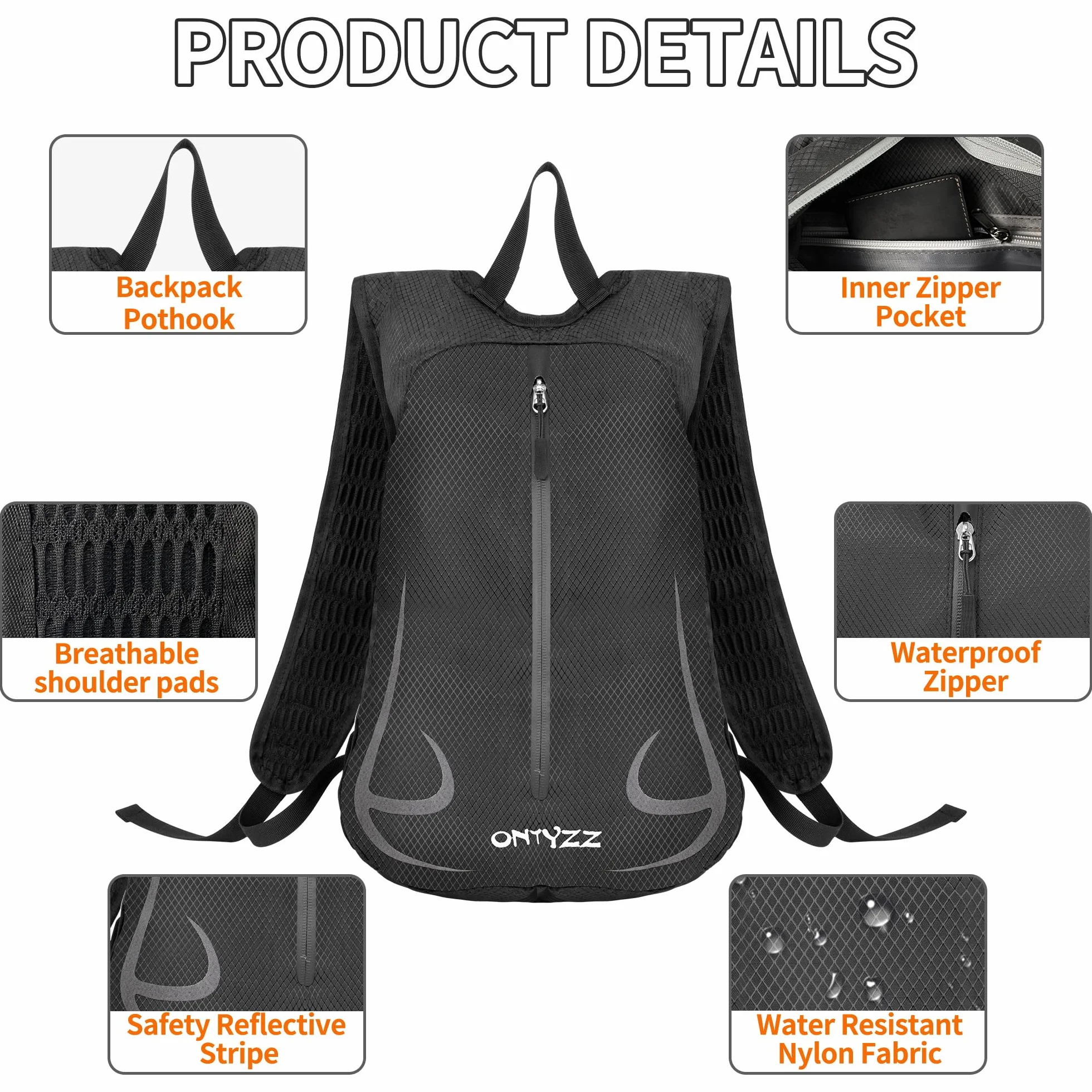 ONTYZZ Mochila MTB Ciclismo Mochilas Pequeñas Ligera Mochila Deportiva Correr Mochila Bici Impermeable Mochilas Trekking Mochila Montaña Mujer Hombre Mochilas de Marcha Mochilas para Esquiar