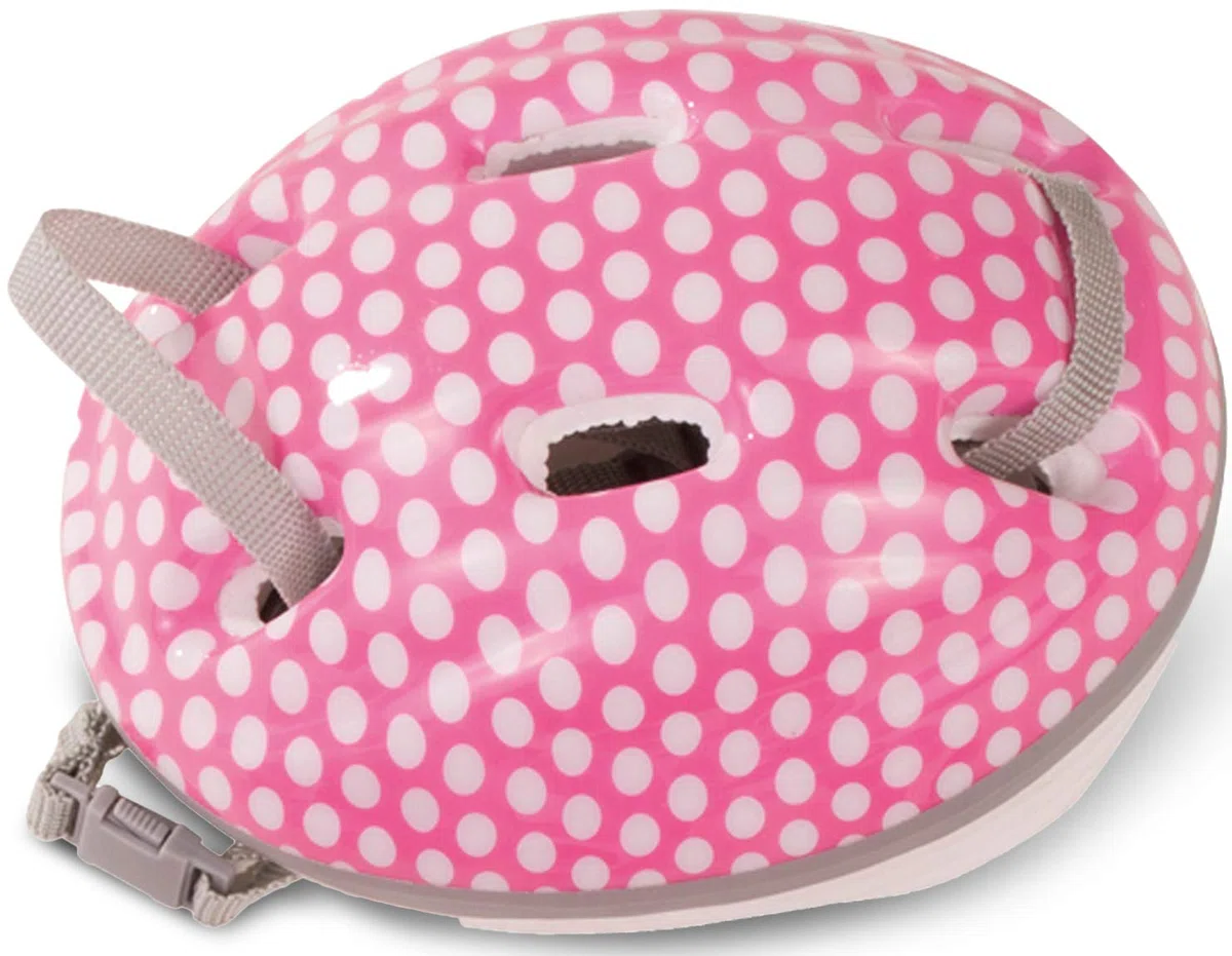 Götz 3402331 Casco de Bicicleta White Dots - Casco de Montar con Puntos Blancos para muñecas - Apto para muñecas de pie de 45-50 cm y muñecas de 42-46 cm