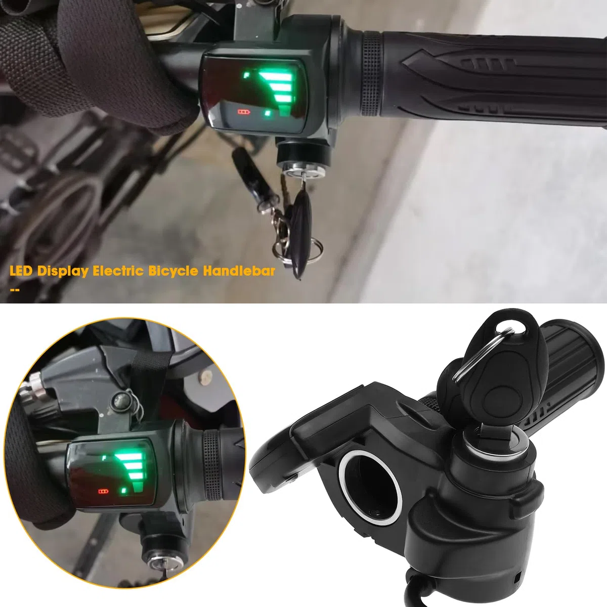 SG Store 1 Juego de Empuñaduras para Bicicleta Eléctrica con Pantalla LED A Prueba de Agua Y Llaves Adecuadas para Bicicletas Eléctricas Scooters Triciclos Y Otros Vehículos Eléctricos
