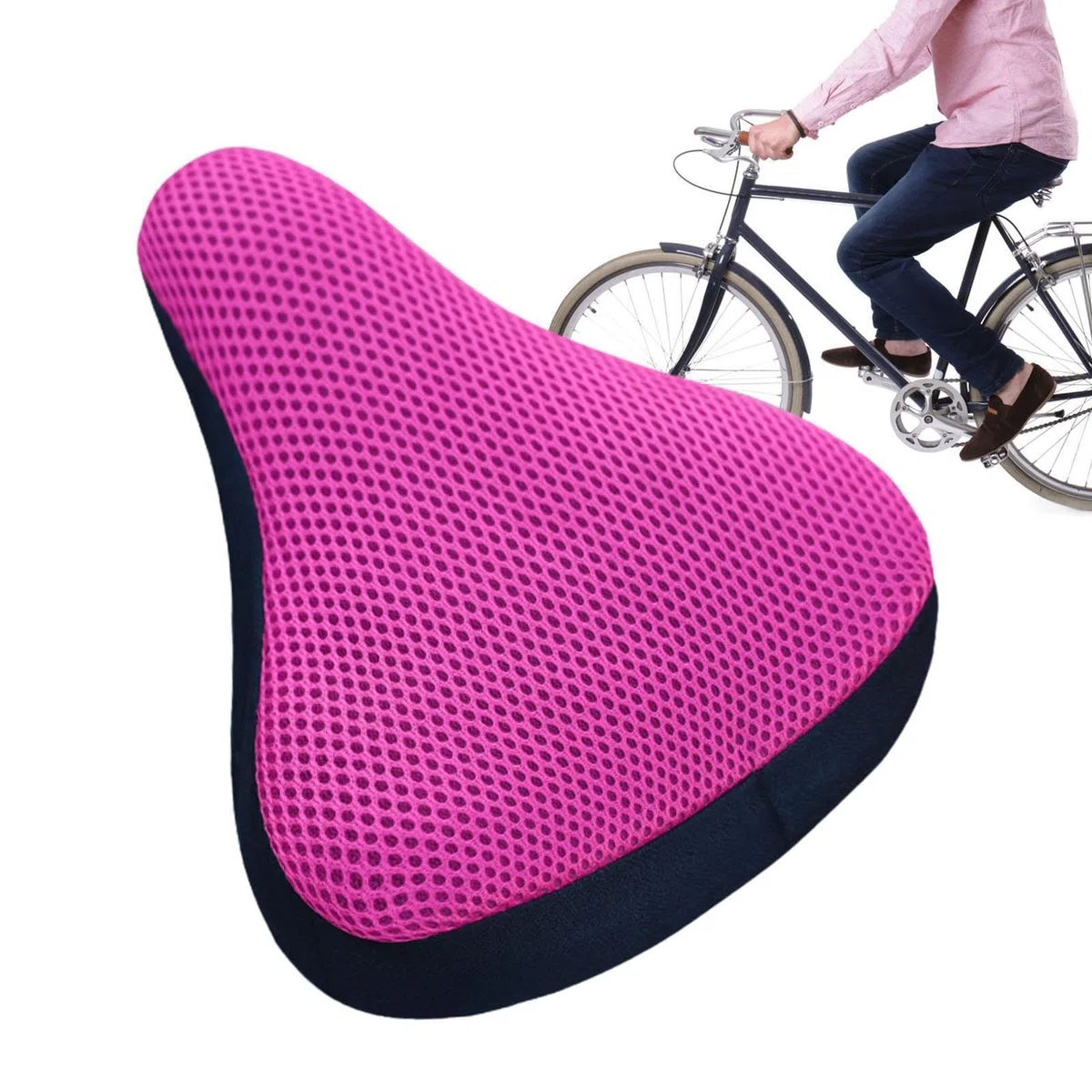 Cojín para Asiento De Bicicleta - De Sillín para Acolchada Suave Elástica, Tela De Malla Transpirable 3D 20x23cm, Forro Ergonómico Antideslizante para Bici De Ruta Plegable