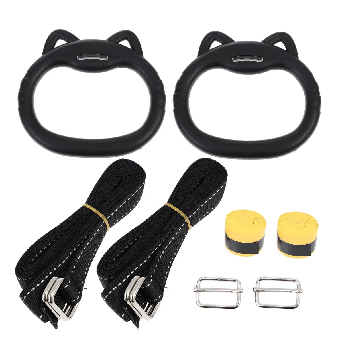 BESPORTBLE Anillas De Gimnasia para Niños con Correas Ajustables Anillo De Fitness De Nylon Y Metal para Entrenamiento En Casa Y Desarrollo De Fuerza