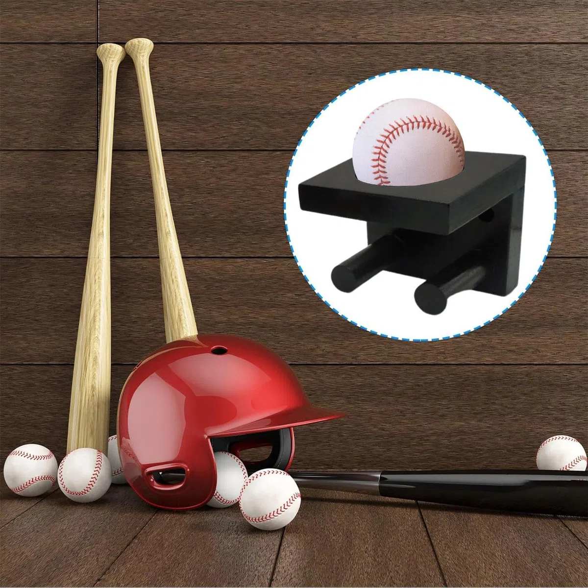 Estante para bate de béisbol para pared, soporte de pared para exhibición de béisbol - Estante para bates de béisbol y softbol | Soporte para bate de béisbol de alta resistencia, soporte de pared para