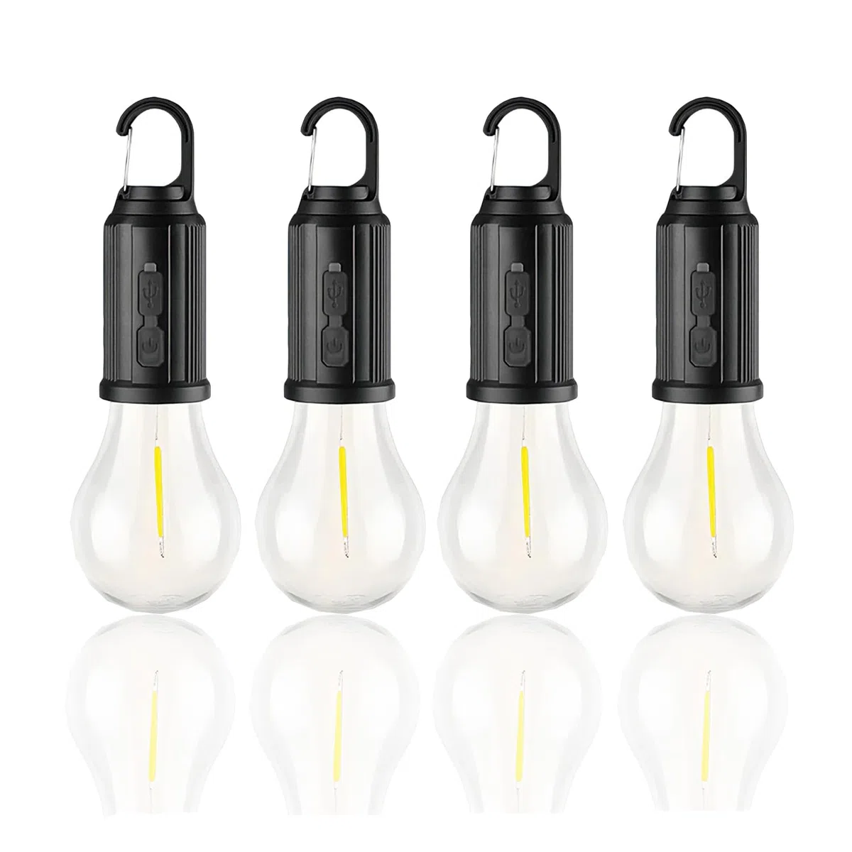 POCKETMAN 4 bombillas LED recargables Luz de camping portátil 3 modos de iluminación Adecuada para camping al aire libre, iluminación de jardín, emergencias por cortes de electricidad