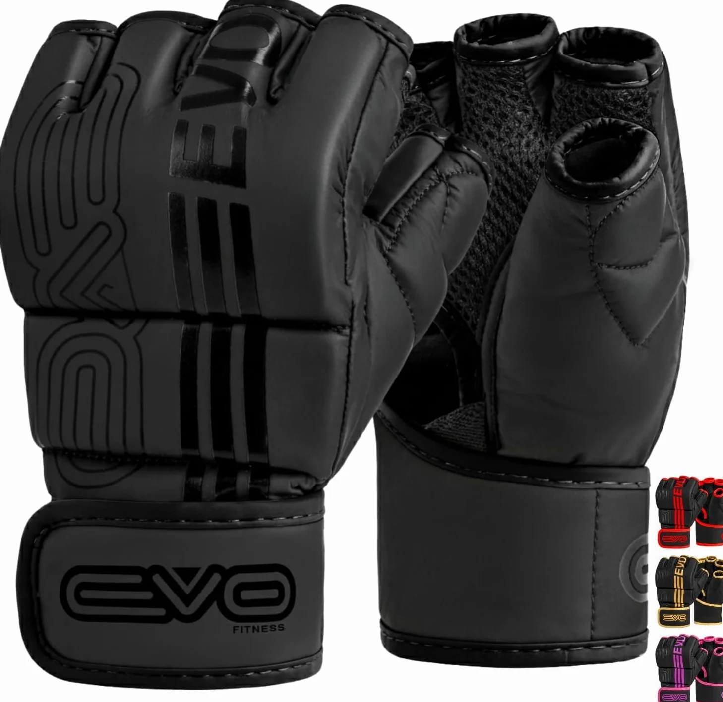 EVO Fitness Guantillas MMA Hombre Mujer Artes Marciales Mitts Grappling Sparring Guantes MMA Muay Thai Guantillas Saco Boxeo Combat Sports Guantillas Boxeo Guantes Kick Boxing