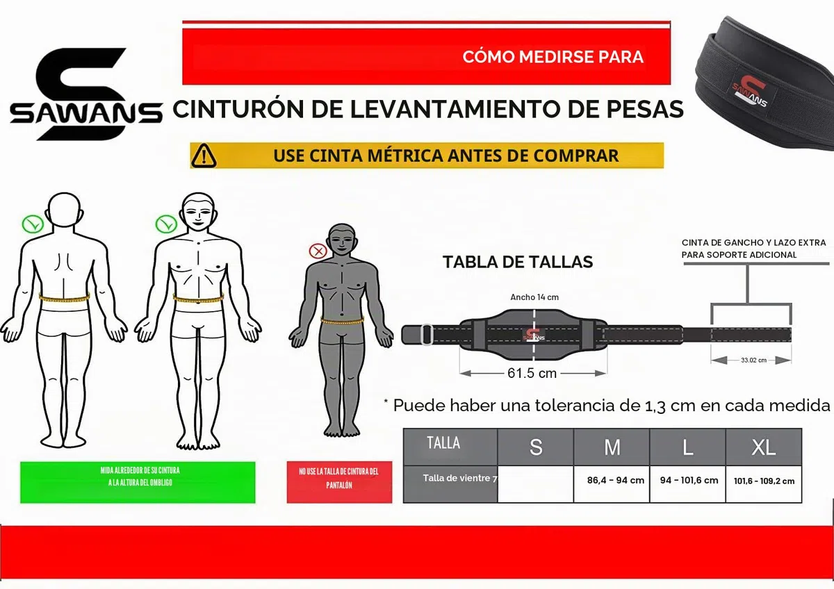 SAWANS Cinturón de levantamiento de pesas de neopreno de doble resistencia, 14 cm, Negro