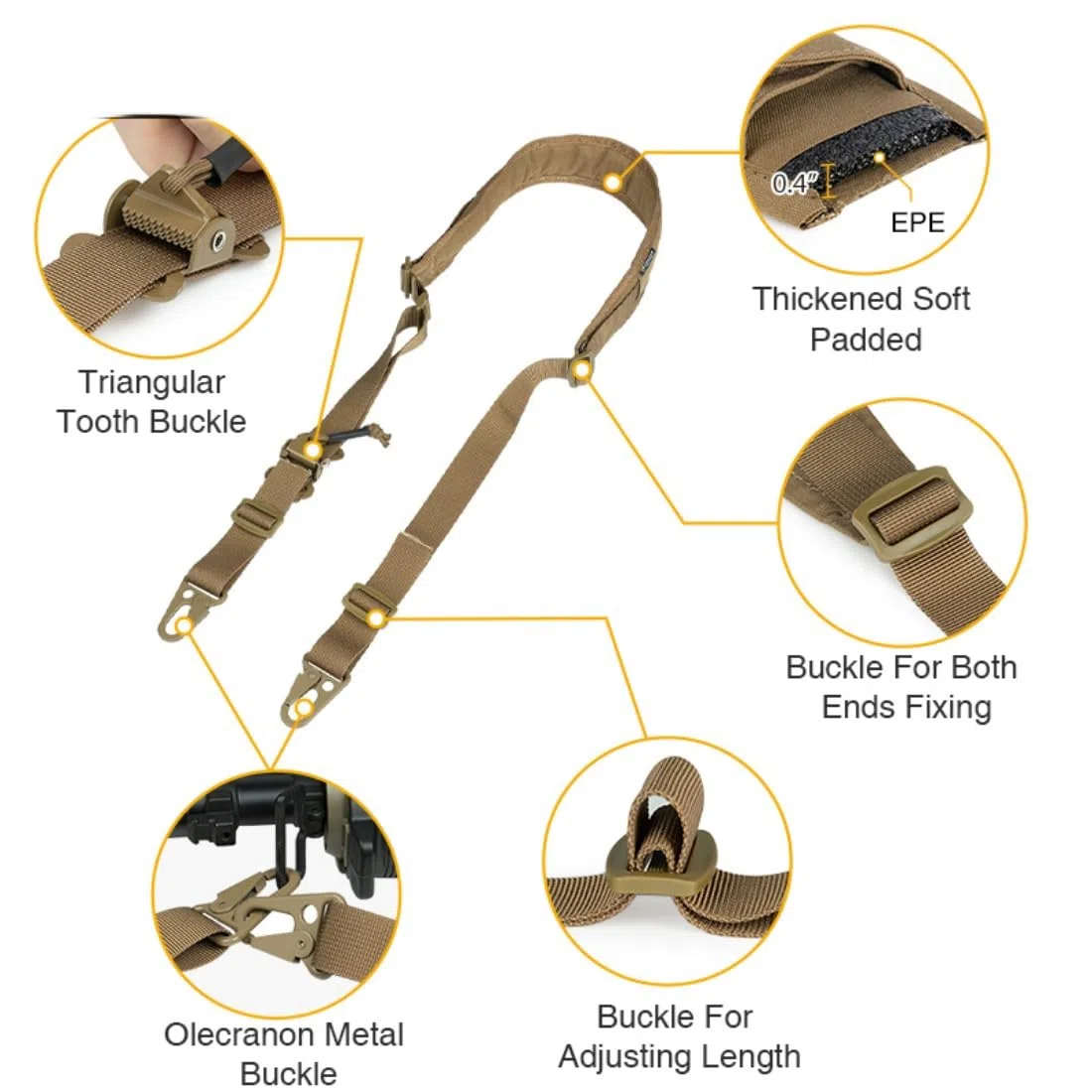 ACEXIER Eslinga Táctica 2 Puntos Ferro Estilo Combate Modular Correa Slingster Tira Ajustable Rápido Caza Accesorio