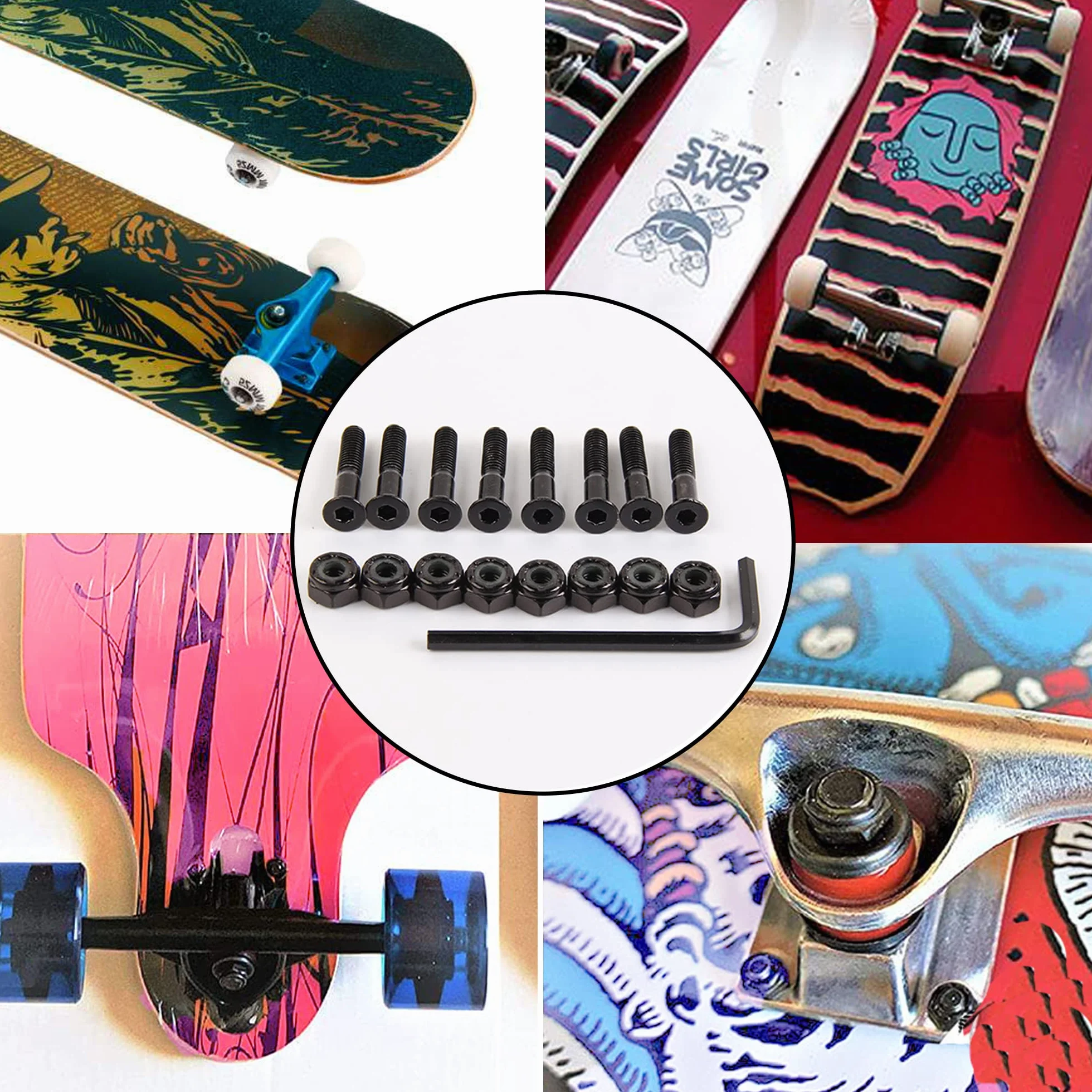 Tornillos para Patineta Longboard Hardware De Skateboard Tornillos De ReparacióN De MonopatíN Juego De Tuercas De Tornillo Longboard para Patineta Tornillos Skate, 50mm, para Reparar Patinetas