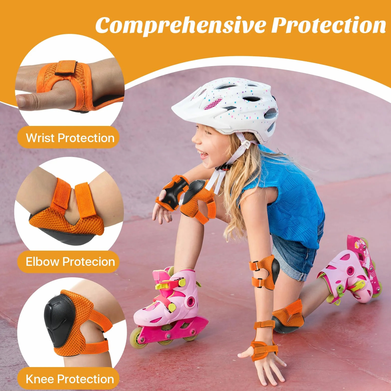 CKE Rodilleras para niños Rodilleras y Coderas Juego de Equipo de protección para niños pequeños Rodilleras Infantiles para niños/jóvenes muñequeras 3 en 1 para Ciclismo Bicicleta Patinaje Scooter