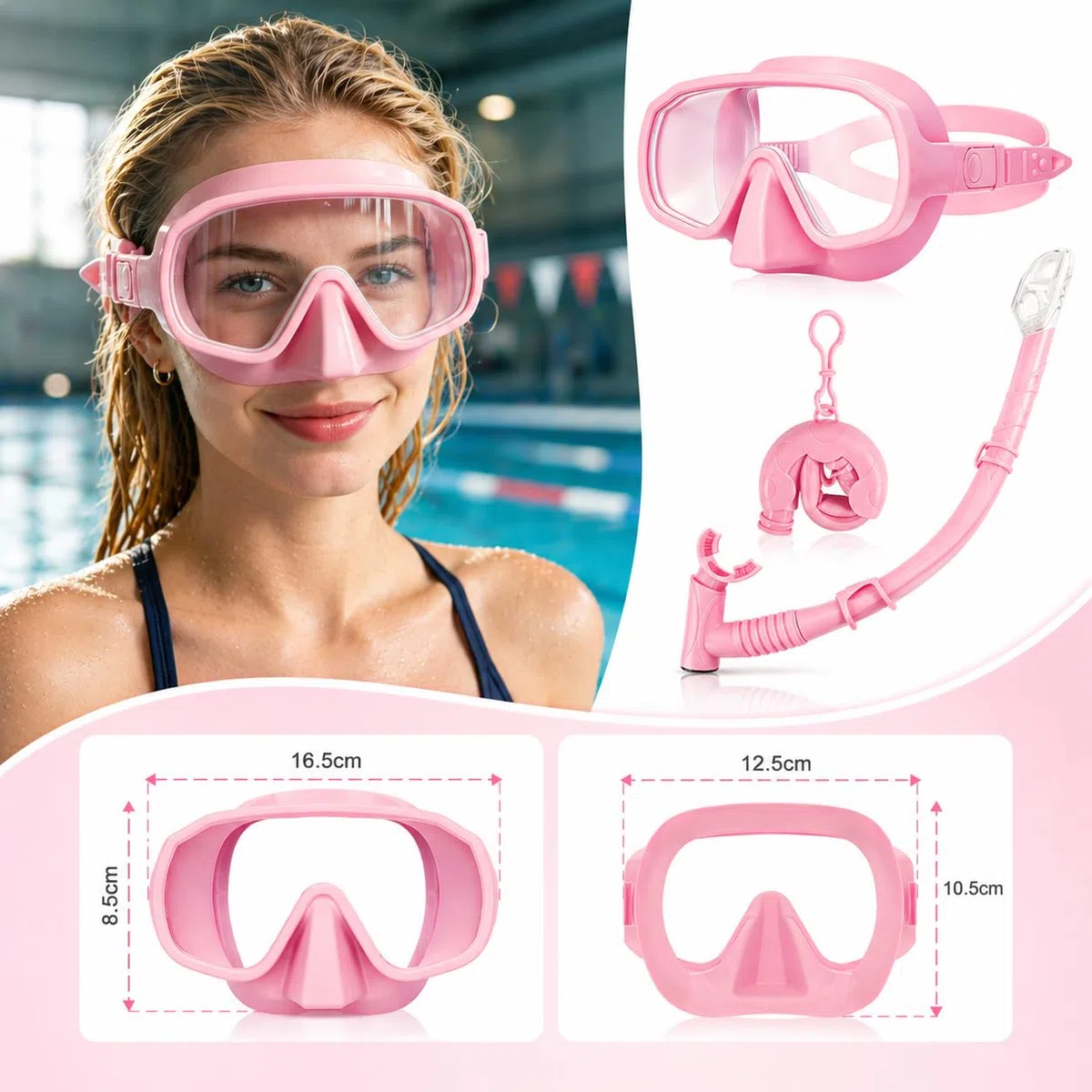 Qingning Juego de esnórquel para adultos, con tubo y gafas de buceo, máscara de buceo y juego de esnórquel seco, máscara de buceo impermeable con tubo seco para esnórquel, buceo