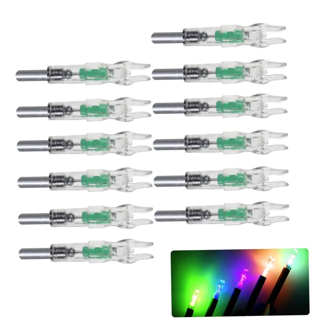 Nocks de Flecha iluminados, Nocks de Flecha LED Plástico Luminoso Tiro con Arco Iluminado Cola de Arco iluminada 12 Piezas Color Aleatorio, para Flechas