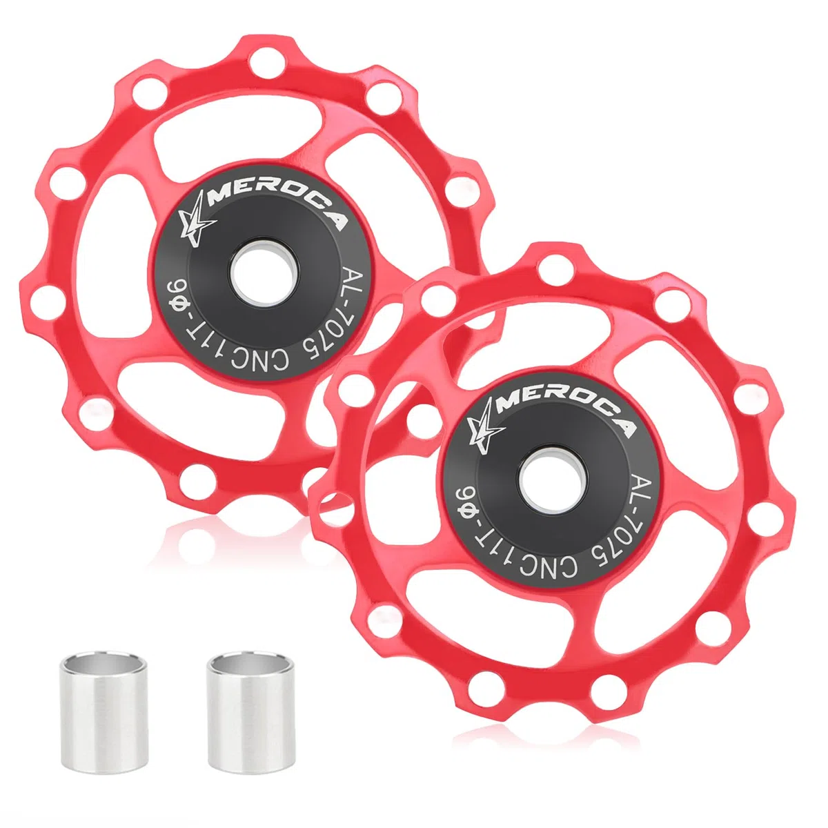 Aluminio 11T Bike Cambio Trasero Bicicleta Rueda Del Jockey Trasero Guía Polea Cojinete,Rueda de Guía de Bicicleta Rodillo Desviador Trasero,para Bicicleta de Jockey Rueda de Cambio Trasero 2PCS