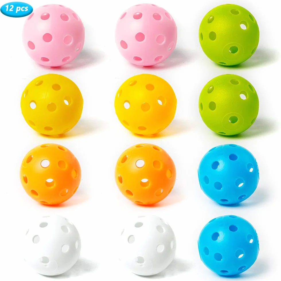 THIODOON Pelota de práctica de Golf, Flujo de Aire, Bolas de Golf Huecas de 40 mm, Rango de conducción, Juegos de Golf al Aire Libre, para Adultos, niños, 12 Unidades (Colores Mixtos, 12 Piezas)