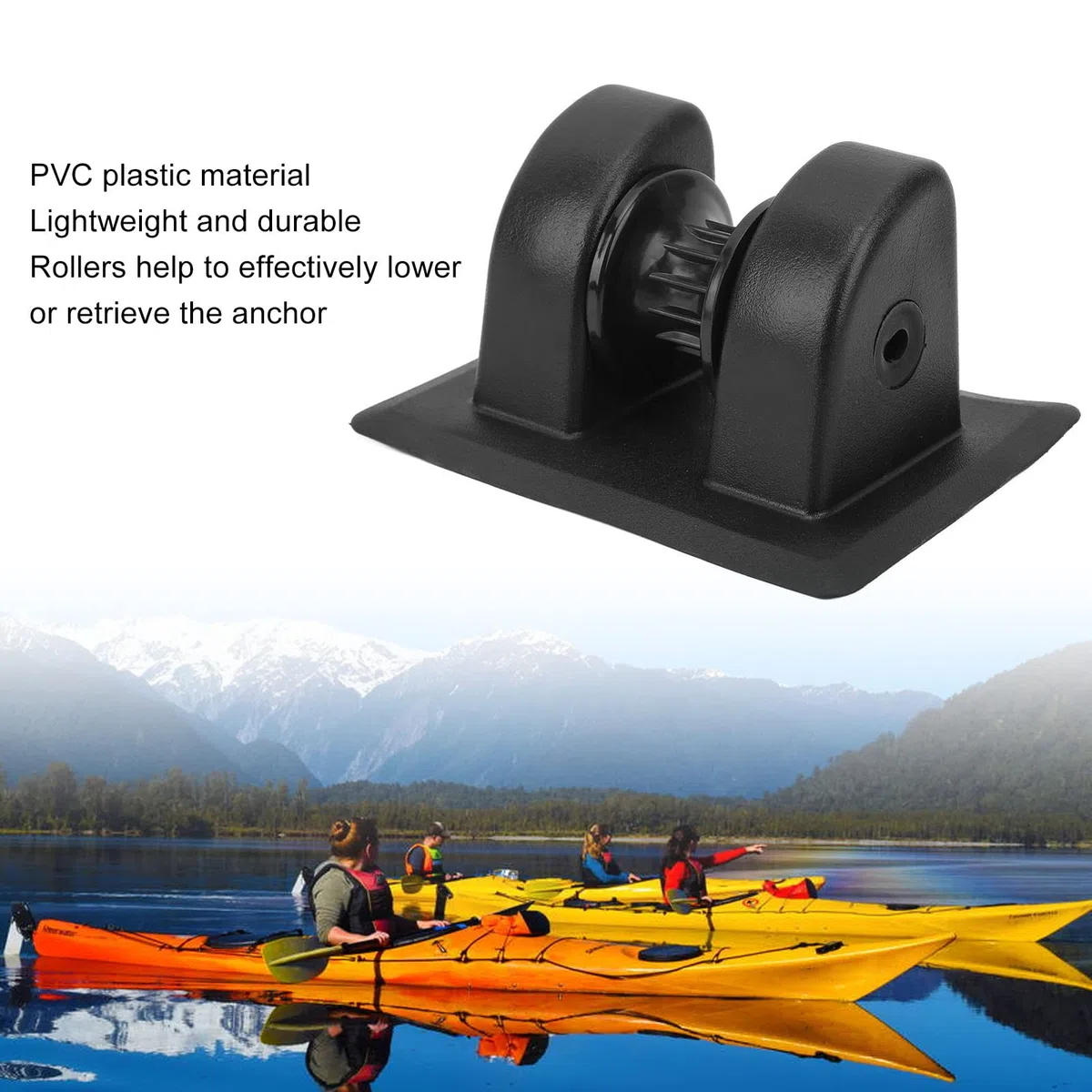 Ancla de PVC Amarre Parche Soporte de Ancla Rueda Ancla Fila Canotaje Botes Inflables Kayaks Bote Accesorios Bote Inflable Soporte de Ancla(Negro)