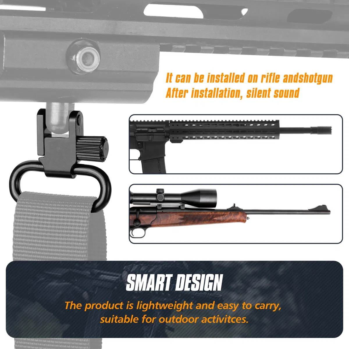 VicBre 6 Piezas De Desconexión Rápida Eslingas Giratoria 2,54 cm Eslingas Giratorias de Desmontaje Rápido para Rifle