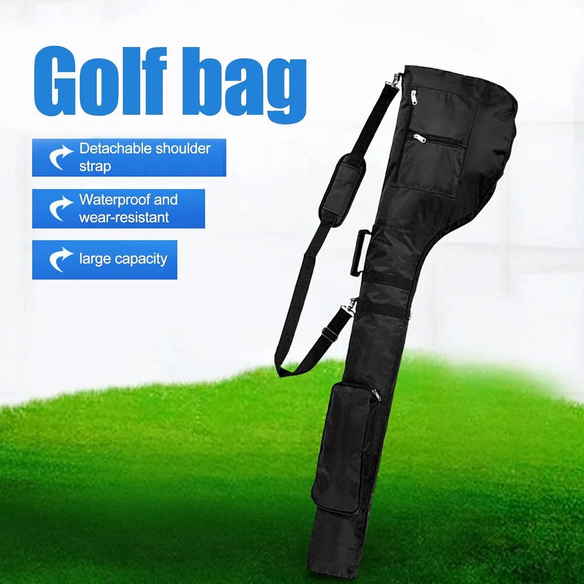 Bolsa de Viaje de Campo de conducción, Bolsa de Transporte de Golf con 7 a 10 Palos de Golf, Funda de Golf fácil de Transportar y Bolsa de Golf Duradera para el Campo de conducción